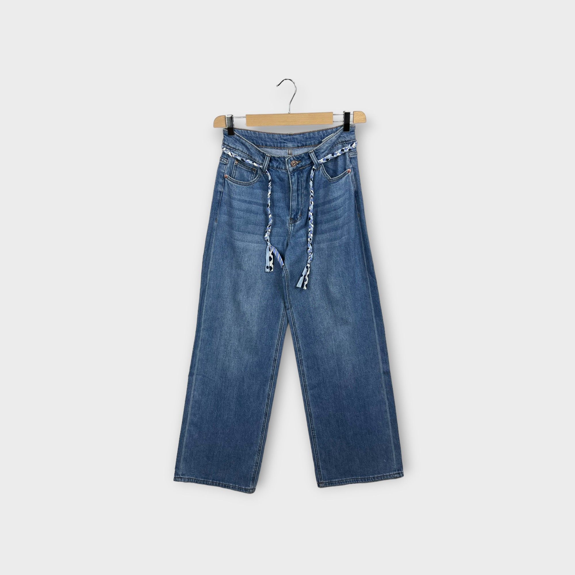 HELLEH - Pantaloni cinque tasche a palazzo in tela di jeans